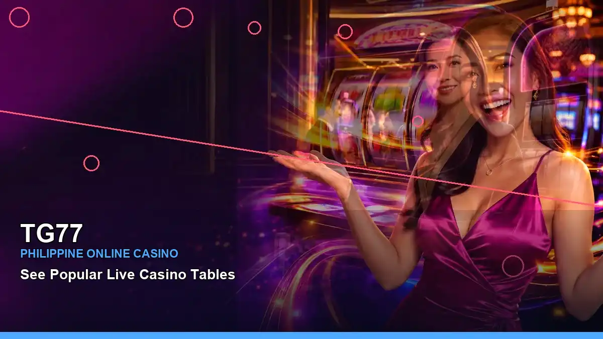 Philippine casino guide with fruit-reel slot artwork and an adult Filipina host